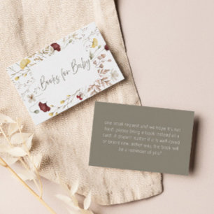 Rustic Floral Lijst Boeken voor Baby   Informatiekaartje