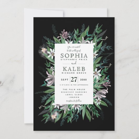 Rustic Floral Lijst in Midnight zwart Kaart (Voorkant)