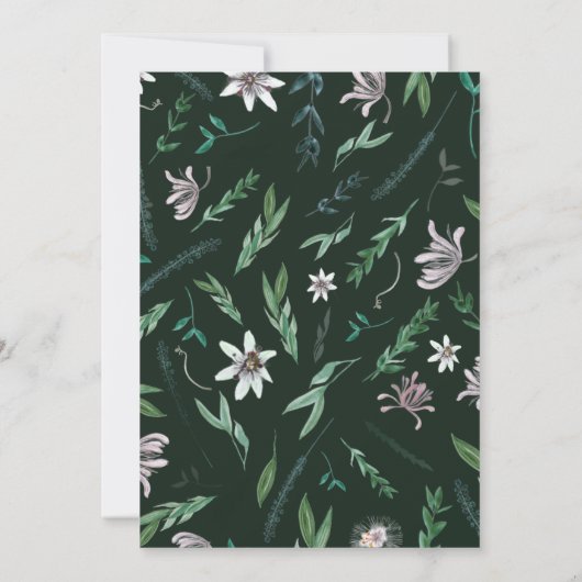 Rustic Floral Lijst in Midnight zwart Kaart (Achterkant)