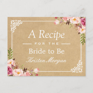 Rustic Floral Lijst Kraft Vrijgezellenfeest Recipe Briefkaart
