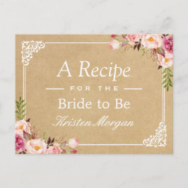 Rustic Floral Lijst Kraft Vrijgezellenfeest Recipe Briefkaart