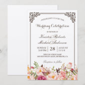 Rustic Floral Lijst Real Kraft Wedding Celebration Kaart (Voorkant / Achterkant)