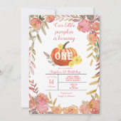 Rustic Floral Little Pumpkin Herfst 1st Birthday Kaart (Voorkant)