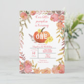 Rustic Floral Little Pumpkin Herfst 1st Birthday Kaart (Staand voorkant)
