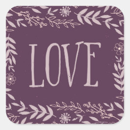 Rustic Floral Love | PAARS | Vierkante Sticker