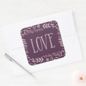 Rustic Floral Love | PAARS | Vierkante Sticker (Envelop)