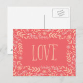 Rustic Floral Love | Roze Sinaasappel | Briefkaart (Voorkant / Achterkant)