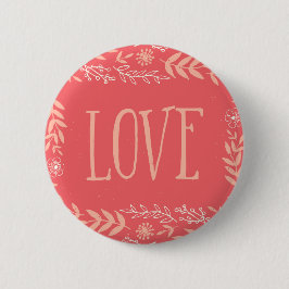 Rustic Floral Love | Roze Sinaasappel Ronde Button 5,7 Cm