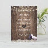 Rustic Floral Lovevogels & String Lights Wedding Kaart (Staand voorkant)