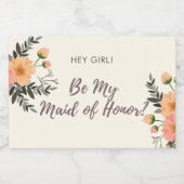 Rustic Floral Maid of Honor proposal Gift Sparkling Wijnetiket (Enkel label)