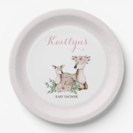 Rustic Floral mammie en Baby Deer Baby shower Papieren Bordje