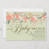 Rustic Floral Mason Jar Baby Brunch Uitnodiging (Voorkant)