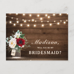 Rustic Floral Mason Jar... ben je mijn Bridesmaid Briefkaart