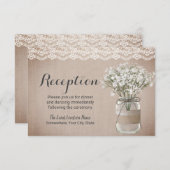 Rustic Floral Mason Jar Burlap Reception Kaart (Voorkant / Achterkant)