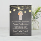 Rustic Floral Mason Jar Lights Graduation Party Kaart (Staand voorkant)