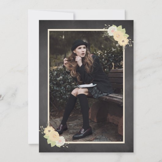 Rustic Floral Mason Jar Lights Graduation Party Kaart (Achterkant)