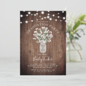 Rustic Floral Mason Jar Lights Graduation Party Kaart (Staand voorkant)