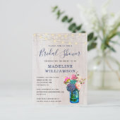 Rustic Floral Mason Jar & Lights Vrijgezellenfeest Briefkaart (Staand voorkant)