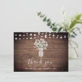 Rustic Floral Mason Jar Lights Weddenschap Bedankkaart (Staand voorkant)