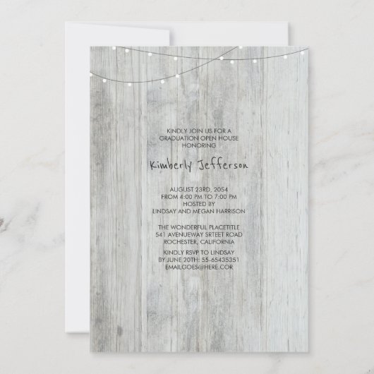 Rustic Floral Mason Jar Photo Graduparty Kaart (Achterkant)