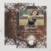 Rustic Floral Mason Jar Photo Graduparty Kaart (Voorkant / Achterkant)