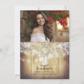 Rustic Floral Mason Jar Photo Graduparty Kaart (Voorkant)