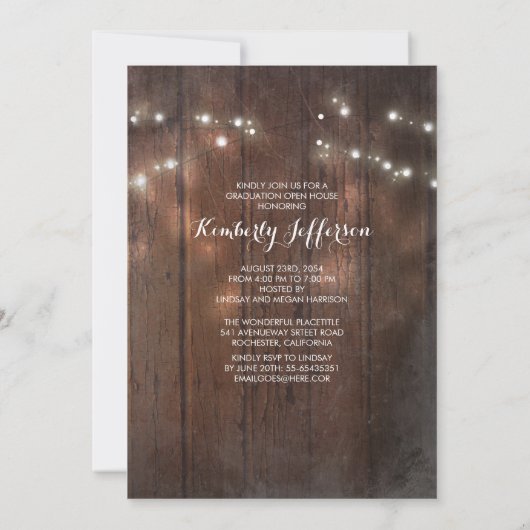 Rustic Floral Mason Jar Photo Graduparty Kaart (Achterkant)