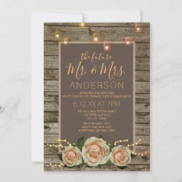 Rustic Floral Mason Jar String Light Verloving Kaart