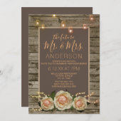 Rustic Floral Mason Jar String Light Verloving Kaart (Voorkant / Achterkant)