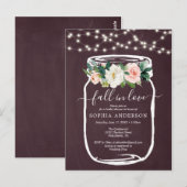 Rustic Floral Mason Jar Vrijgezellenfeest Invite Briefkaart (Voorkant / Achterkant)