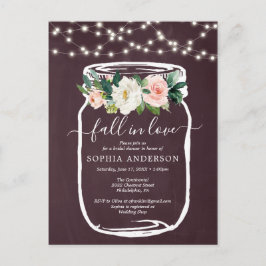 Rustic Floral Mason Jar Vrijgezellenfeest Invite Briefkaart