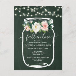 Rustic Floral Mason Jar Vrijgezellenfeest Invite Briefkaart