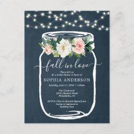 Rustic Floral Mason Jar Vrijgezellenfeest Invite Briefkaart