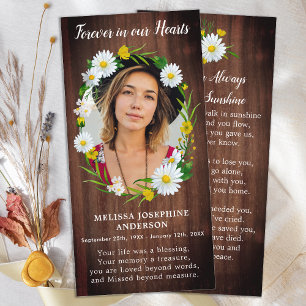 Rustic Floral Memorial Funeral Kaart Afbeelding