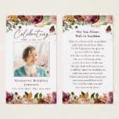 Rustic Floral Memorial Funeral Prayer Card Visitekaartje (Voorkant /achterkant)