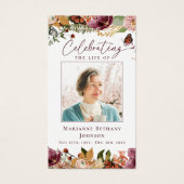 Rustic Floral Memorial Funeral Prayer Card Visitekaartje (Voorkant)
