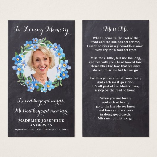 Rustic Floral Memorial Prayer Kaart Funeral Foto (Voorkant /achterkant)