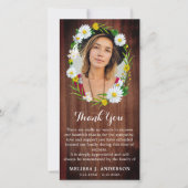 Rustic Floral Memorial Sympathy Afbeelding Funeral Bedankkaart (Voorkant)