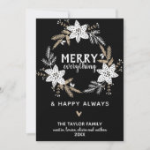 Rustic Floral Merry Alles Kerstmis Feestdagenkaart (Voorkant)