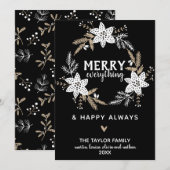 Rustic Floral Merry Alles Kerstmis Feestdagenkaart (Voorkant / Achterkant)