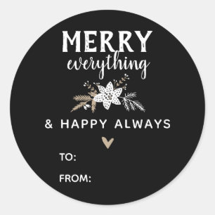 Rustic Floral Merry Alles kerstnaam Ronde Sticker