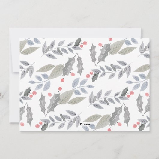 Rustic Floral Merry Bright Multi-Photo Collage Feestdagenkaart (Achterkant)