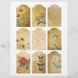Rustic Floral Mini Labels Schrapboekenbranderijen