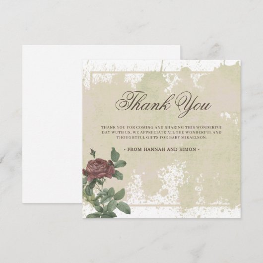 Rustic Floral Minimalist Burgundy - Hartelijk dank (Voorkant / Achterkant)