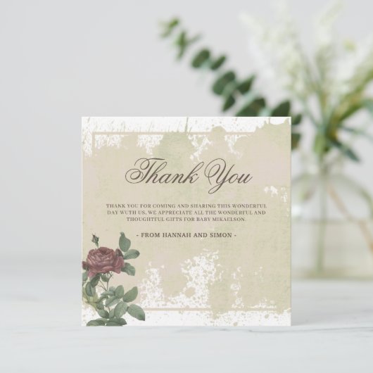 Rustic Floral Minimalist Burgundy - Hartelijk dank (Staand voorkant)