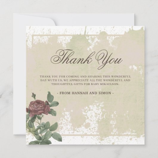 Rustic Floral Minimalist Burgundy - Hartelijk dank (Voorkant)