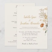 Rustic Floral Minimalist Wedding Invitation Kaart (Voorkant / Achterkant)