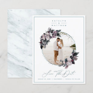 Rustic Floral Mint Framed Foto & Calligrafie Save The Date
