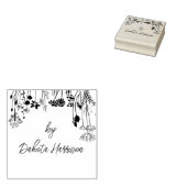 Rustic Floral Modern Script Custom Name Signature Rubberstempel (Gestempeld)