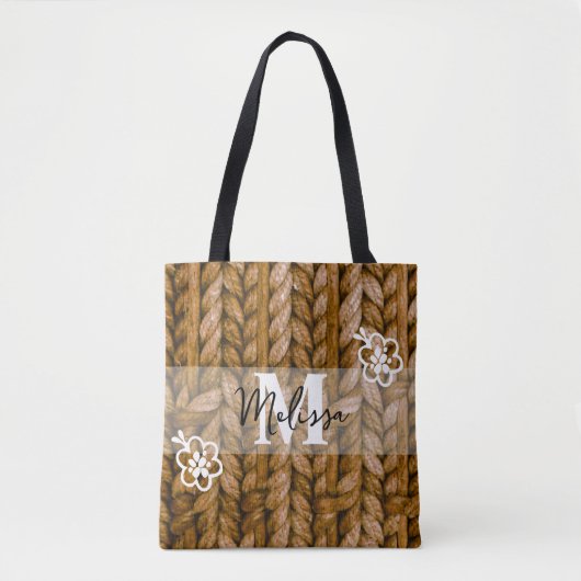 Rustic Floral Monogram Canvas tas | Cadeau voor ha (Voorkant)